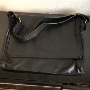 Genuine leather and suede black messenger bag